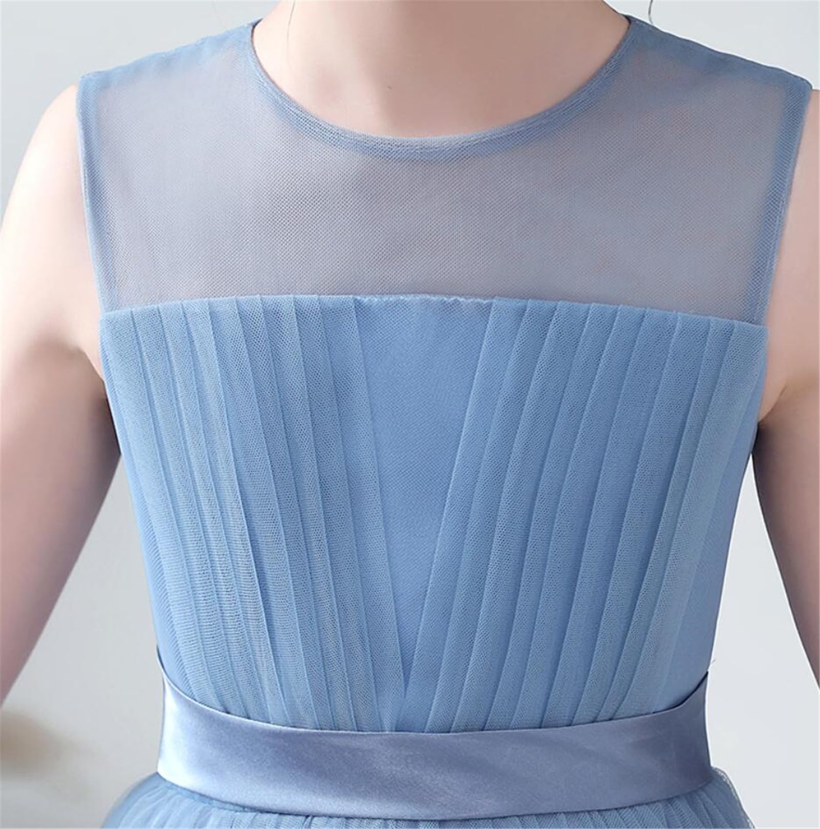 OTMYIGO Vestido de Tul con Flores para niñas, para Boda, Fiesta de cumpleaños, Desfile de Princesa Infantil, Vestidos Largos para niñas, Ropa Formal de Noche