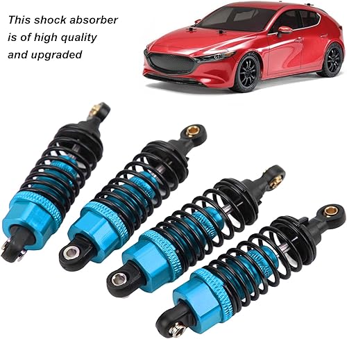 Miniatura 2 de Amortiguadores RC, paquete de 4 amortiguadores de aleación de aluminio con diseño roscado para TT-01 TT-02 TA05 RC coches (azul) Azul,Rojo