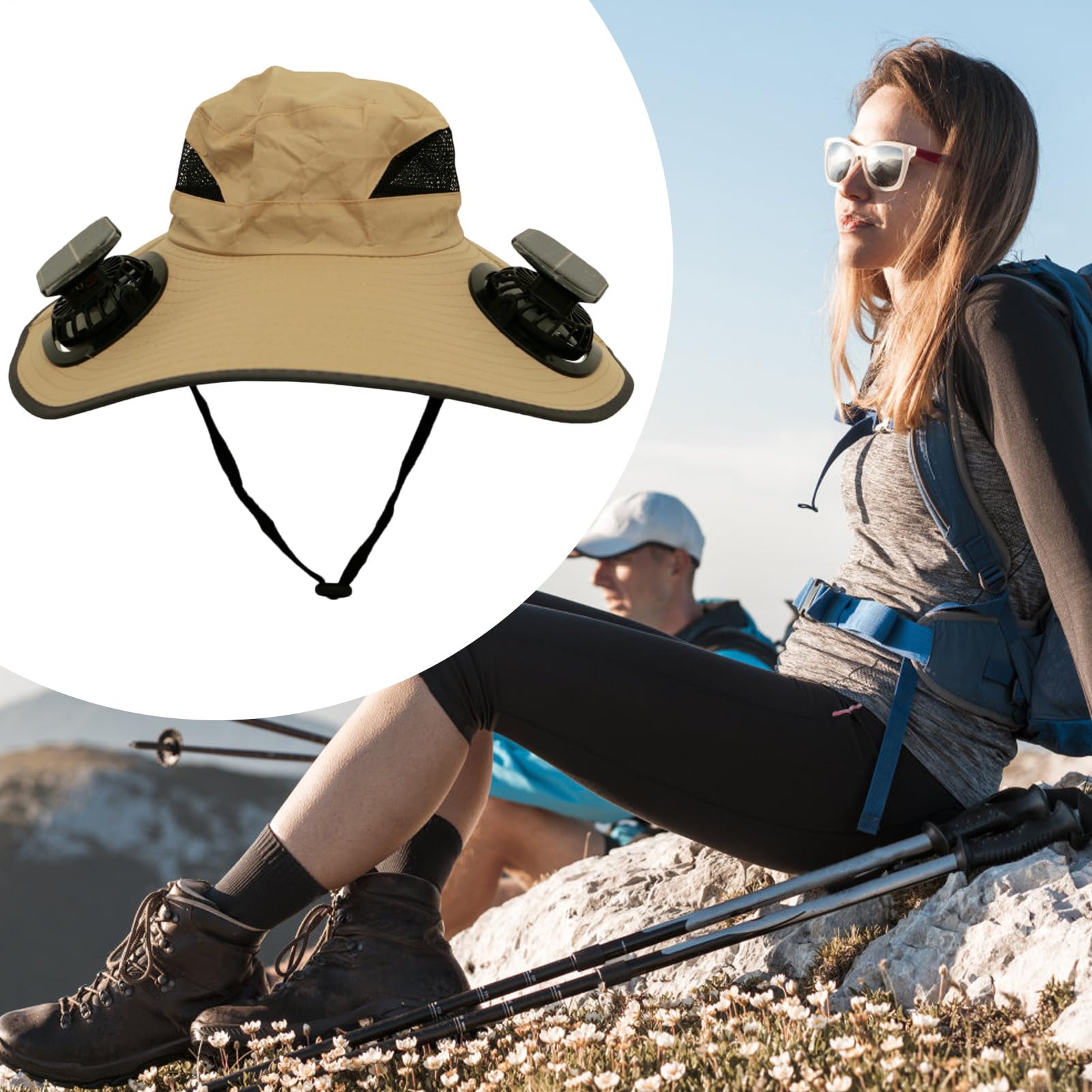 Cappello Ventilatore Cappello da Pesca UPF50 all'Aperto | Copricapo a Secchiello Rinfrescante Portatile Traspirante con Protezione Solare per Viaggi Escursioni Sport Campeggio