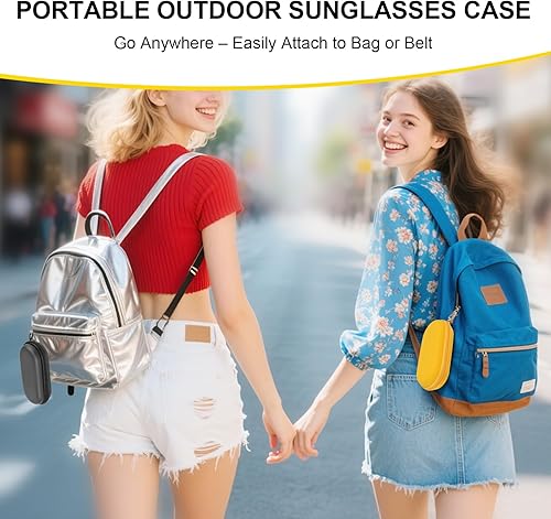 Miniatura 7 de Double Glasses Case,Dual Eyeglasses & Sunglasses Organizer with Clip Zipper Closure for Travel 2 Pairs Storage Box