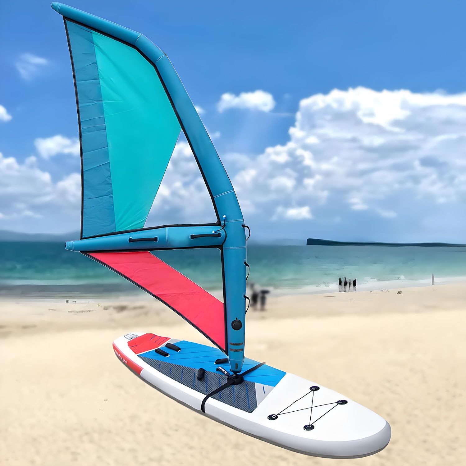 Vela de Windsurf para Adultos, Vela compacta Profesional para Paddle Surf, Superficie Azul y roja, rotación de Base de 360°, para Windsurf.