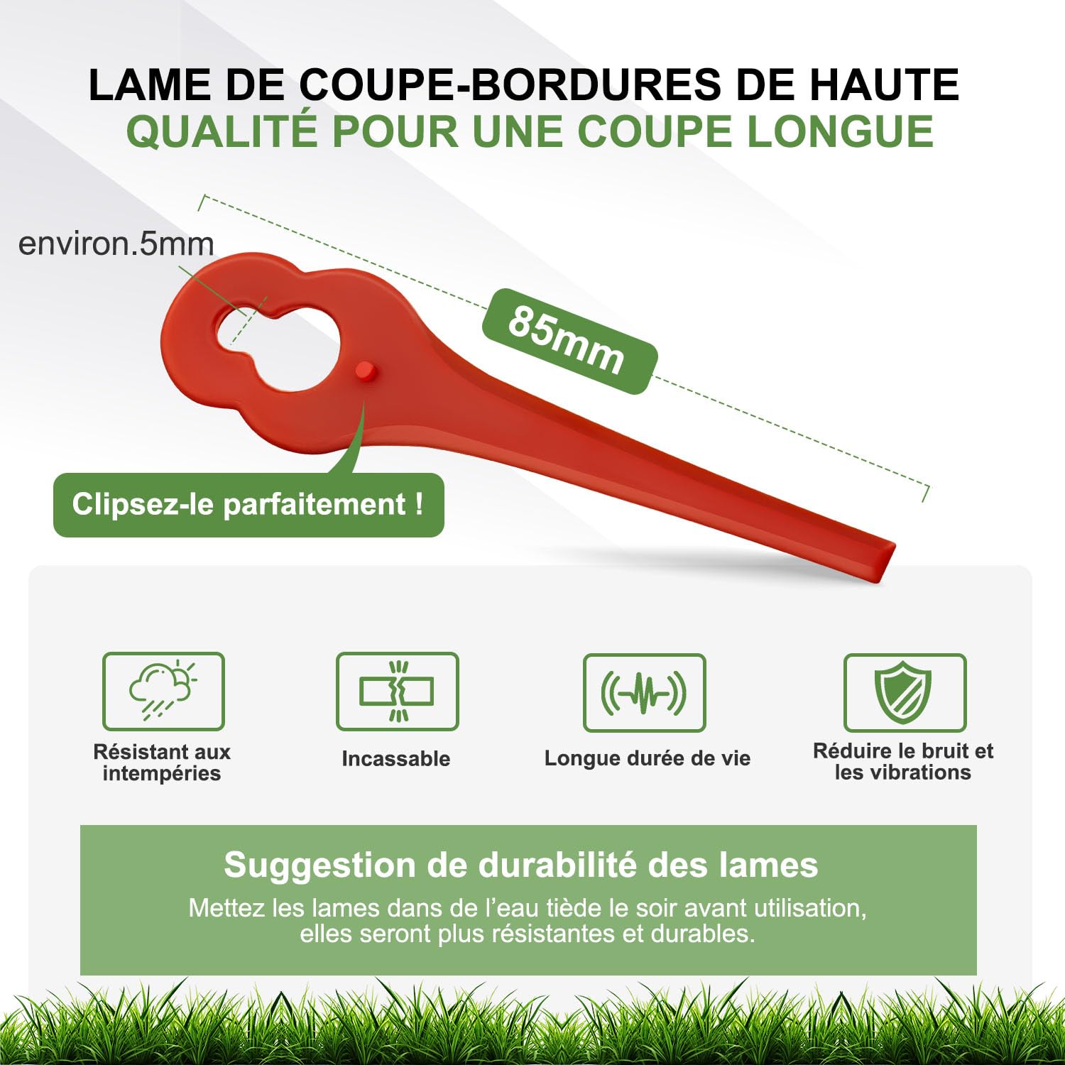 100 pièces de lames de rechange compatibles avec Parkside PRTA 20 Li A1, couteaux en plastique pour taille-haies Parkside LIDI sans fil