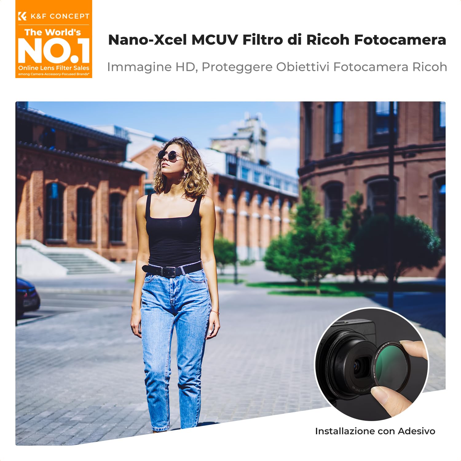 K&F CONCEPT Filtro Protettivo UV Compatibile con Ricoh GR IV GR IIIx GR IIIx HDF GR3X HDF GR III GR III HDF GR3 HDF e GR II GR2, Filtro UV Ultra Sottile Rivestito a 28 Strati