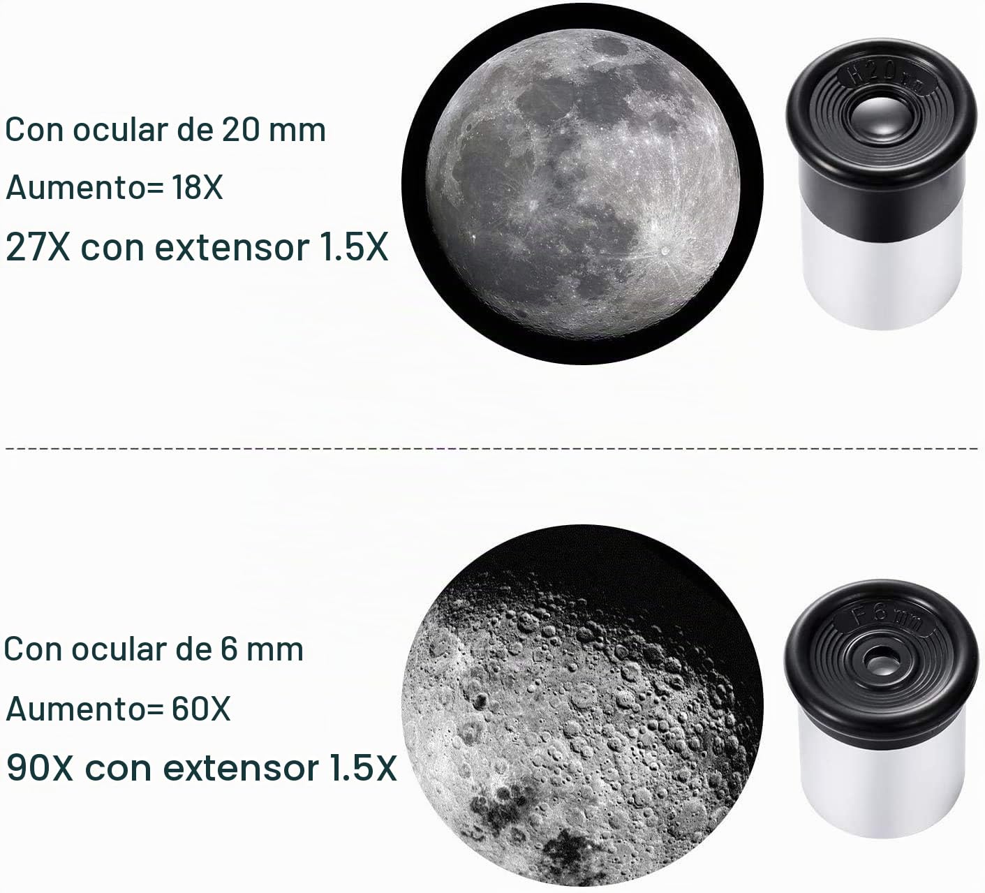 Telescopio para niños y Adultos, Apertura de 50 mm, Distancia Focal de Objetivo de 360 mm, Soporte AZ