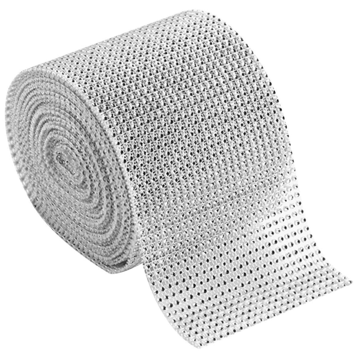 3 Rotoli Nastro Strass a Rete Argento, Rotolo Decorativo per