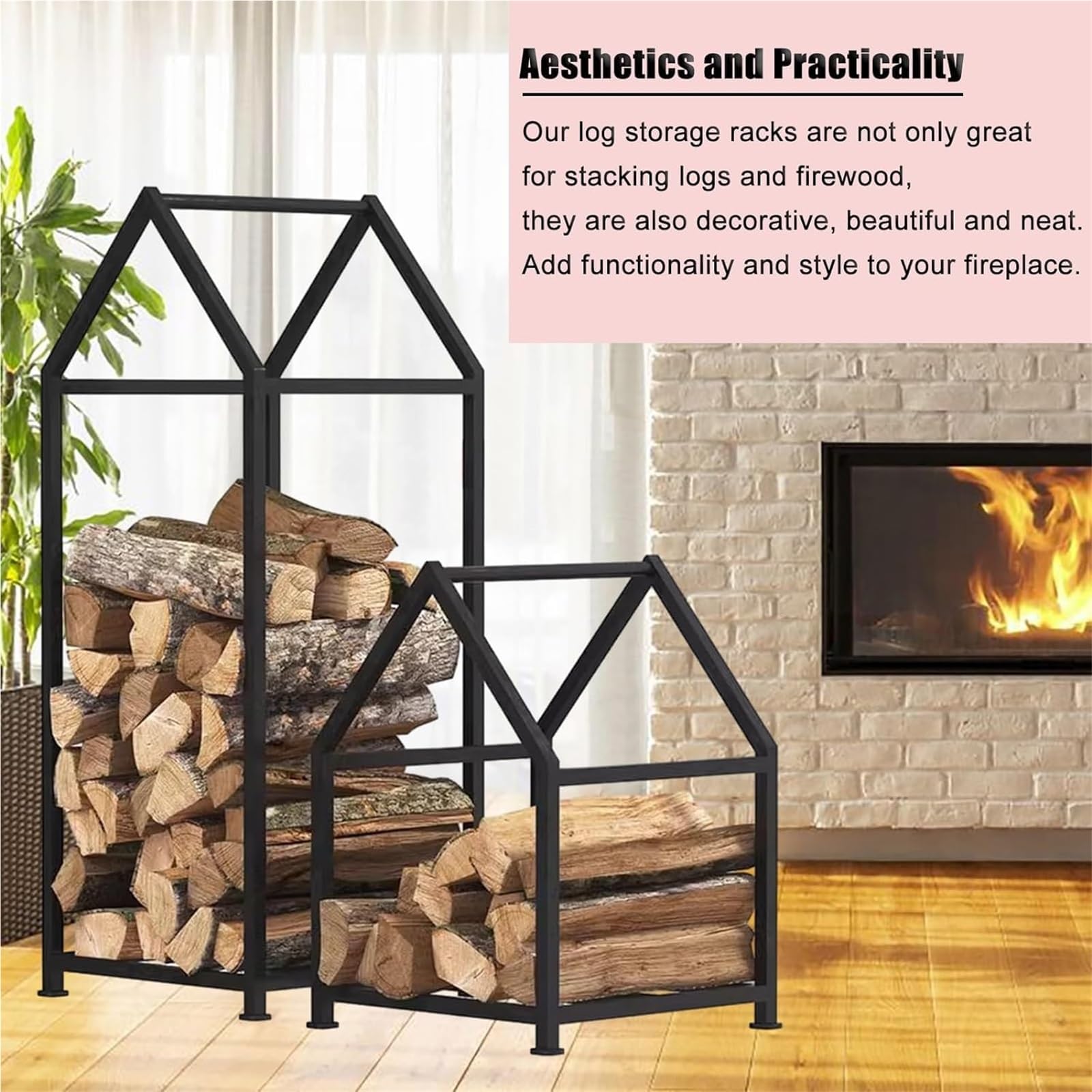 Creative House Kaminholzregal – Schmiedeeiserner Holzhalter für effiziente Holzlagerung Outdoor Kaminzubehör Wetterbeständiges, stilvolles Design