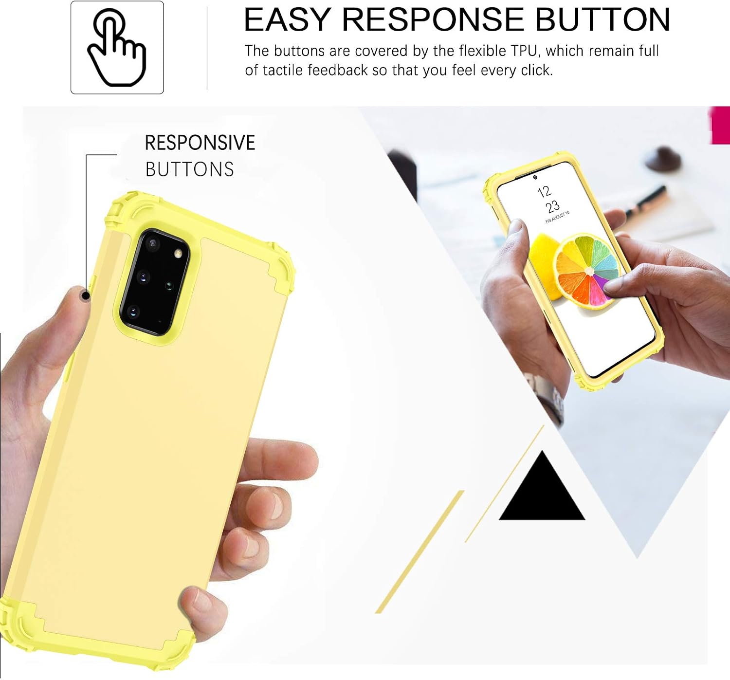 BENTOBEN Galaxy S20 Plus Case, Phone Case Samsung S20 Plus, Heavy Duty 3 in 1 Full Body Rugged Shockproof Hybrid Hard PC Soft Rubber Bumper Drop Protective Girls Women Boy S20 Plus Cover, Light Yellow