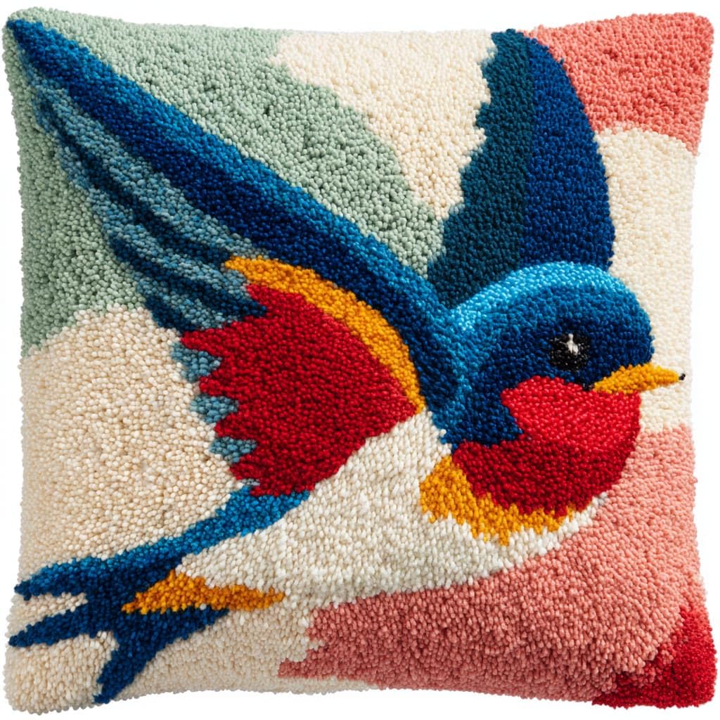 Taxpy Latch Hook Kits, Animals Birds Pillow for Pillow Pre-Printed Patterns Pillowcase Needlework Crochet Yarns Latch Hooking Cushion 17x17inch