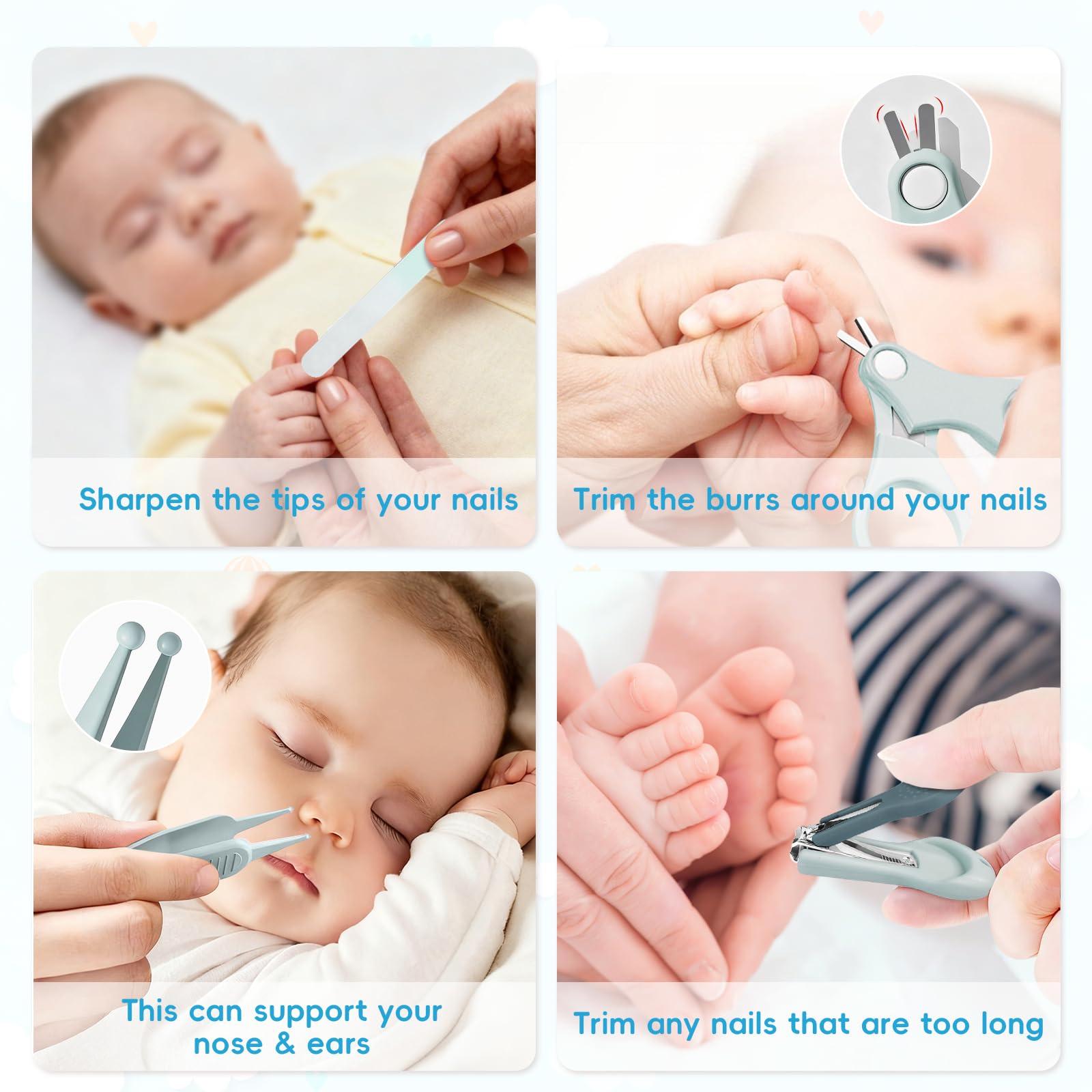 HAGOT 7 in 1 Baby Nail Clippers Set including Cute Case, Nail Clippers,Nail Scissors, Nail File, Tweezers - Image 4