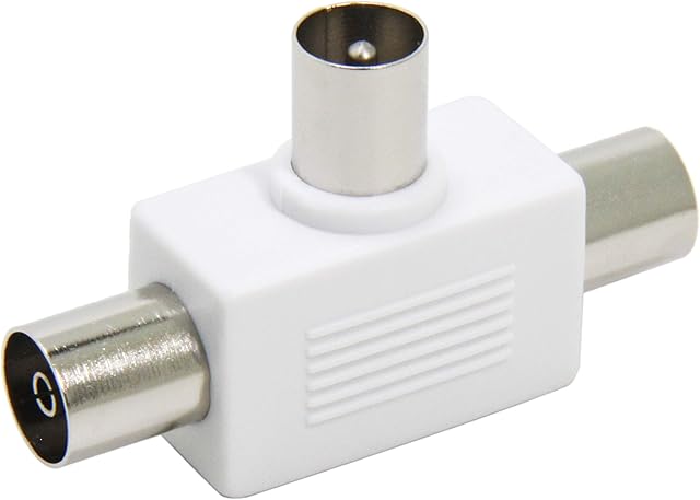 TV Aerial Splitter Male to Female, 2 Way, Ancable PAL Type, T Joint Combiner/Splitter RF Coax Adapter