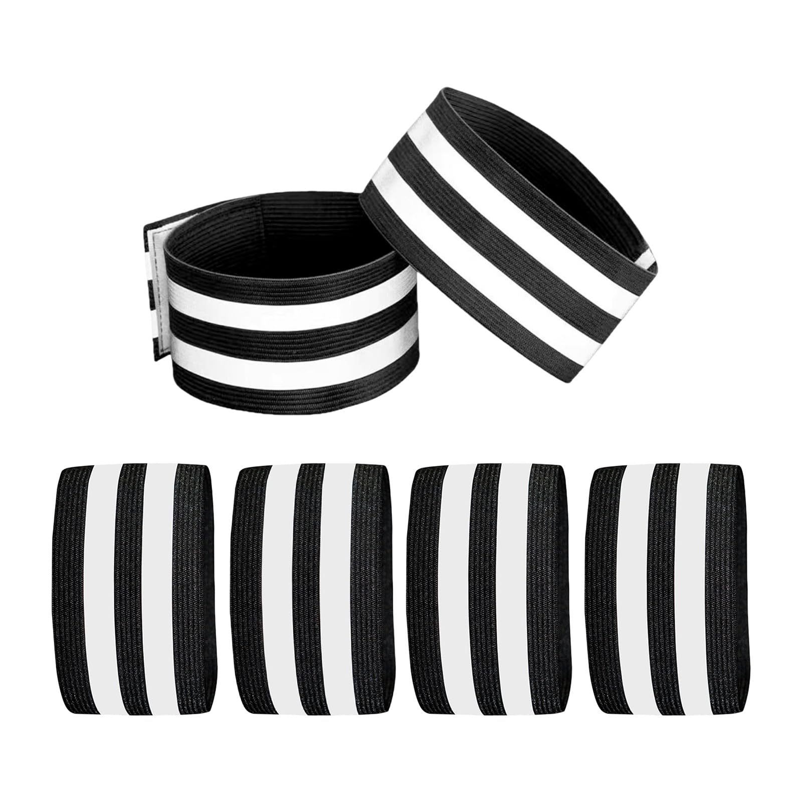 Mistillion 6 Pack Double Reflective Bands, 40x5cm Adjustable Self-Adhesive Safety Reflective Wrist Straps, High Visibility Black Reflective Bracelets for Running Cycling Jogging Outdoor Activities