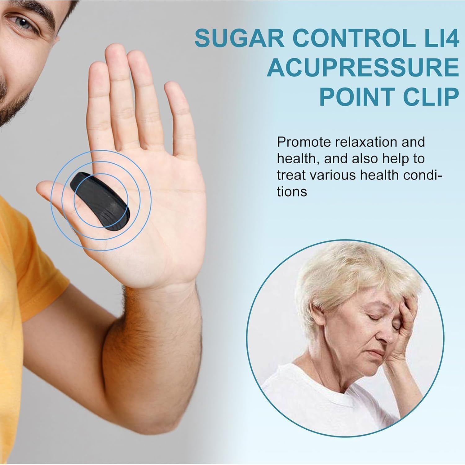 Figment Sugar Control Acupressure Clip for Diabetics, Headache, Migraine, Arthritis &Tension Relief, Wearable Hand Massager for Diabetes, Light Weight Acupressure Point Clip (4 Pcs) 2