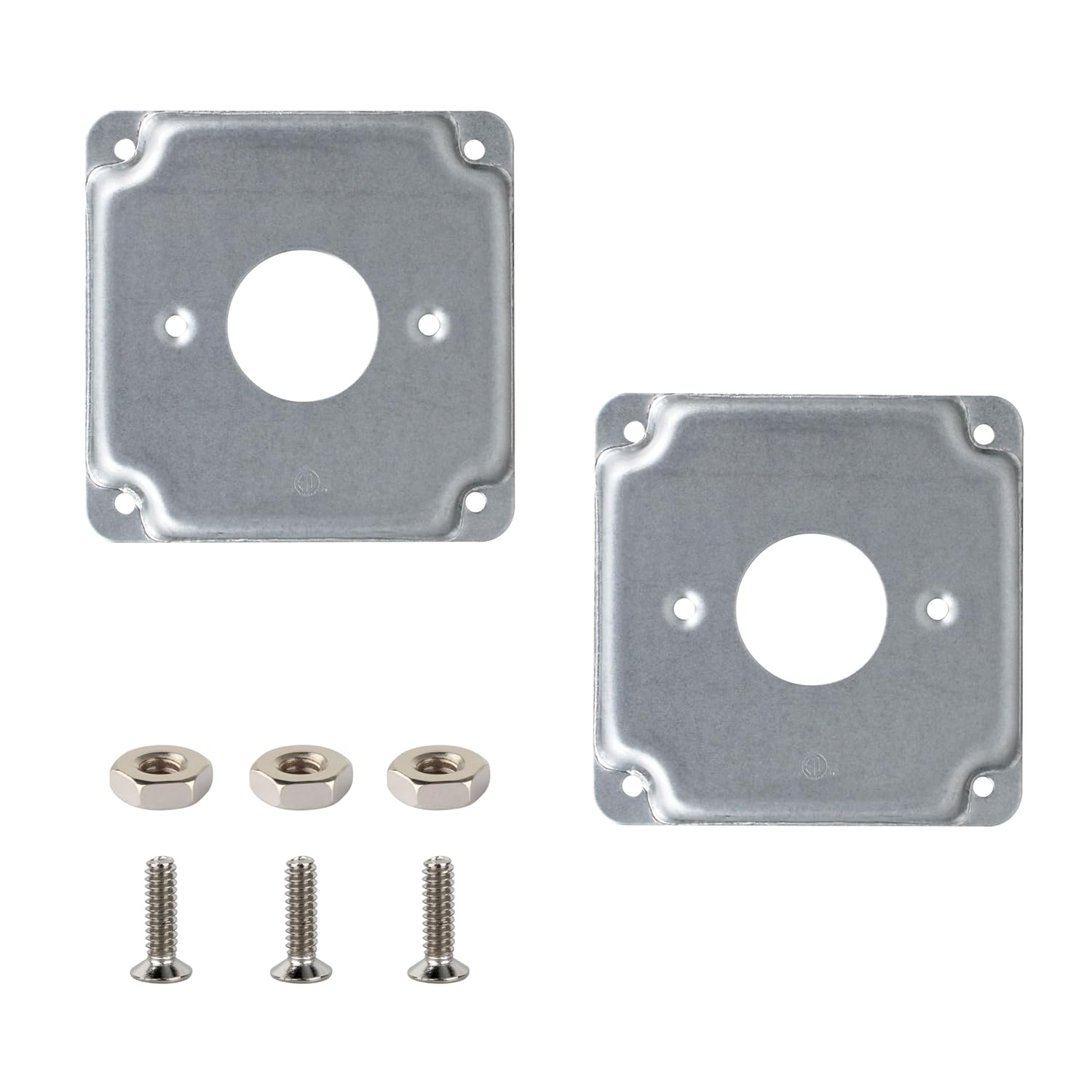 4 Inch Square Electrical Box Cover,Single Hole,for 4 x 4 Inch Metal Receptacle Electrical Box Outlet Box 2 Pcs.