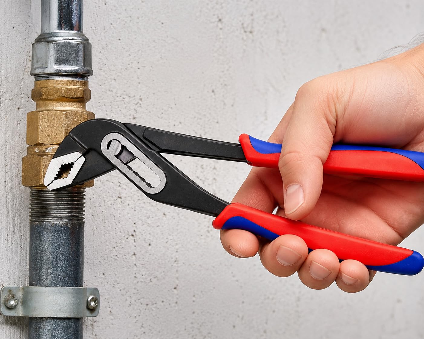 Pinze in acciaio al carbonio forgiato – Impugnature bicolore Blu-Rosso – Superficie lucidata – Set o singole: Pinza acqua, combinata, a becchi lungh, Tronchese (6 pinces)
