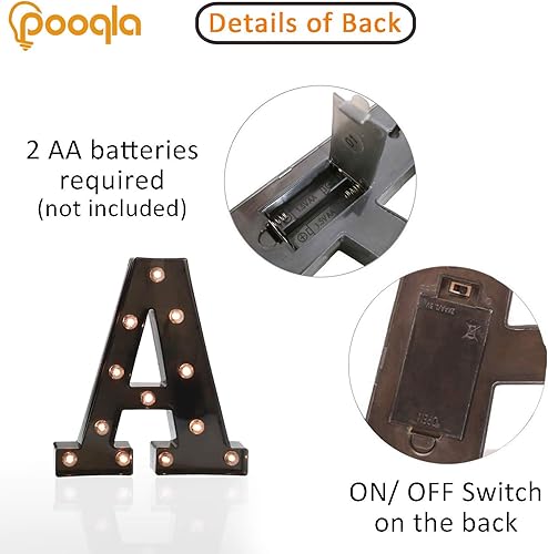 Miniatura 3 de Pooqla Letras iluminadas con luces - Luz LED letra negra para bar pub fiesta en casa decoración de bodas