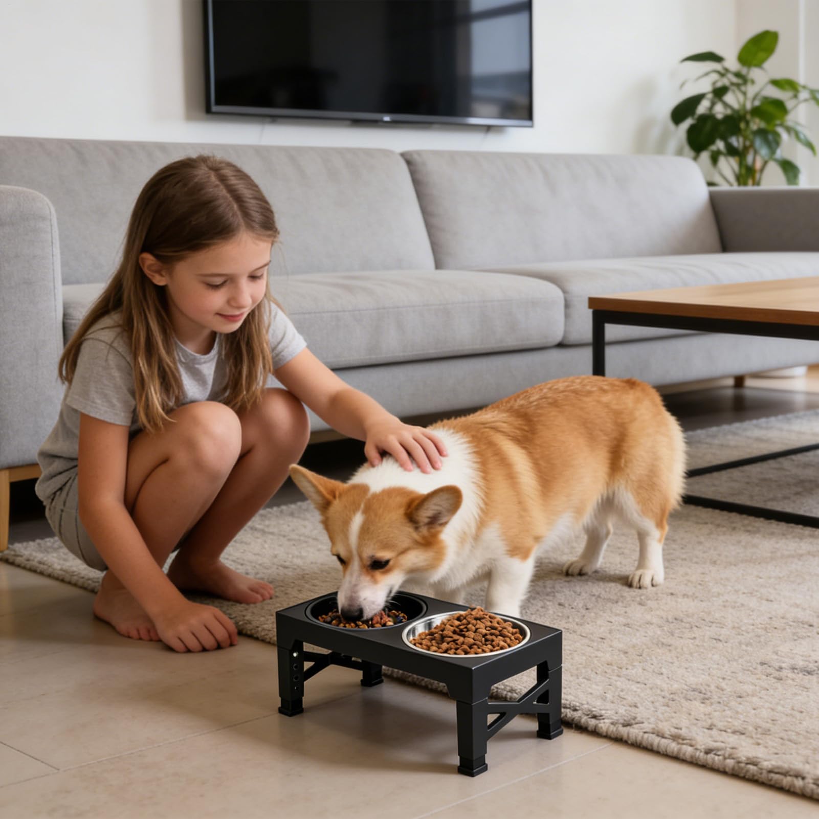 Hundenapf 5-Fach Höhenverstellbarer Rutschfester Stand | 2 Edelstahl Erhöhte Näpfe Mit Slow Feeder Funktion Für Hunde Und Katzen Zu Hause Unterwegs Füttern Trinken