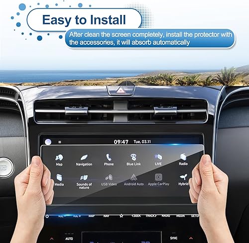 Miniatura 7 de Protector de pantalla Tucson 2022 2023 2024 para Hyundai Tucson (XRT/N Line/Limited/SEL Convenience/SEL) Pantalla táctil de 10.25 pulgadas, vidrio