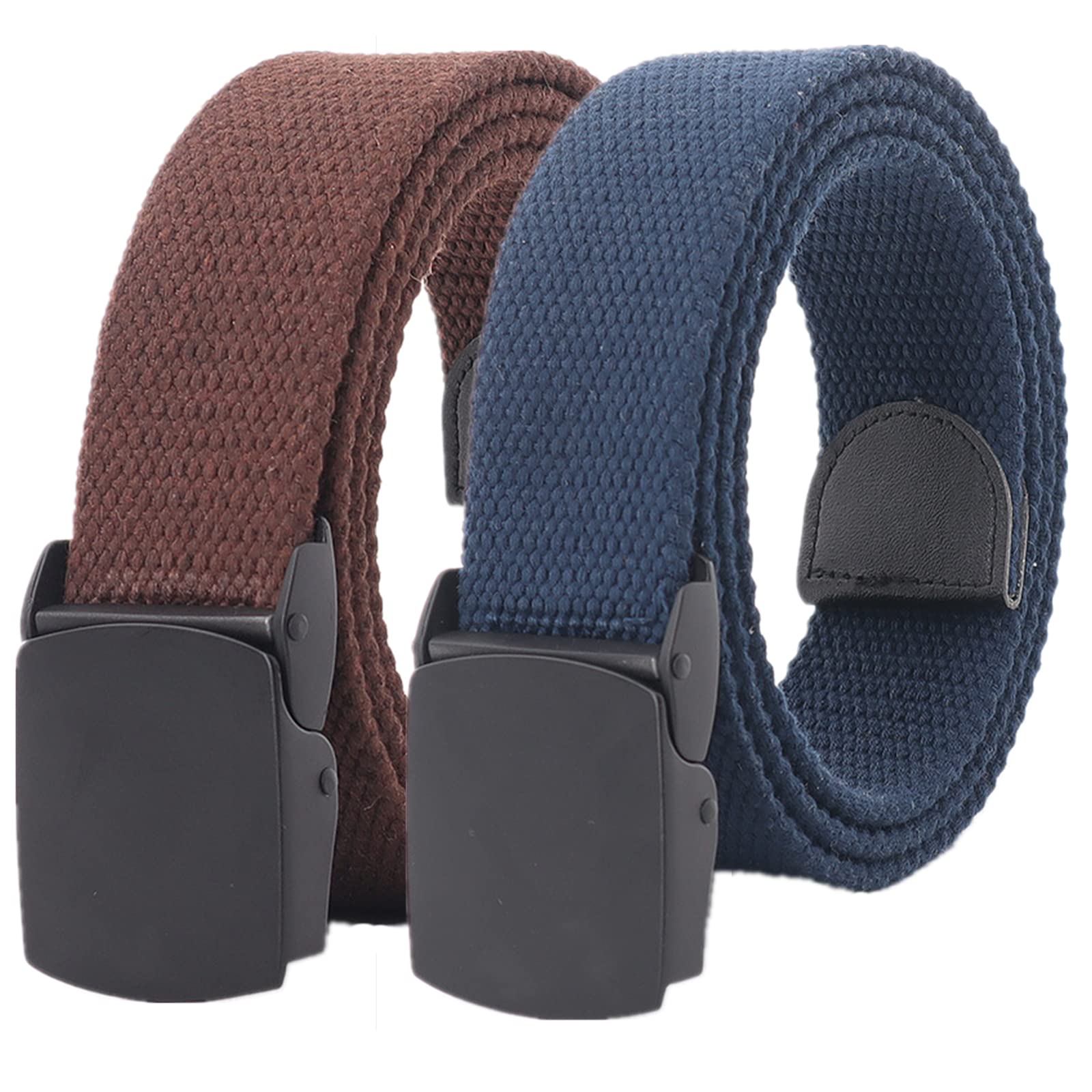 Cinturones de trabajo para hombre, Cinturones for hombres y mujeres, cinturón táctico militar resistente de liberación rápida, hebilla de aleación negra, cinturón de lona de algodón(Coffee and Blue,13