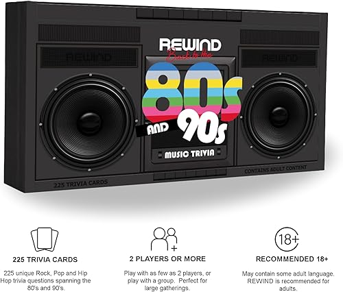 Miniatura 3 de Mojo Games, Rewind, Back to The 80's and 90's Music Trivia - Nostálgico juego de cartas de cultura pop, rock, pop y hip hop para la noche de juegos