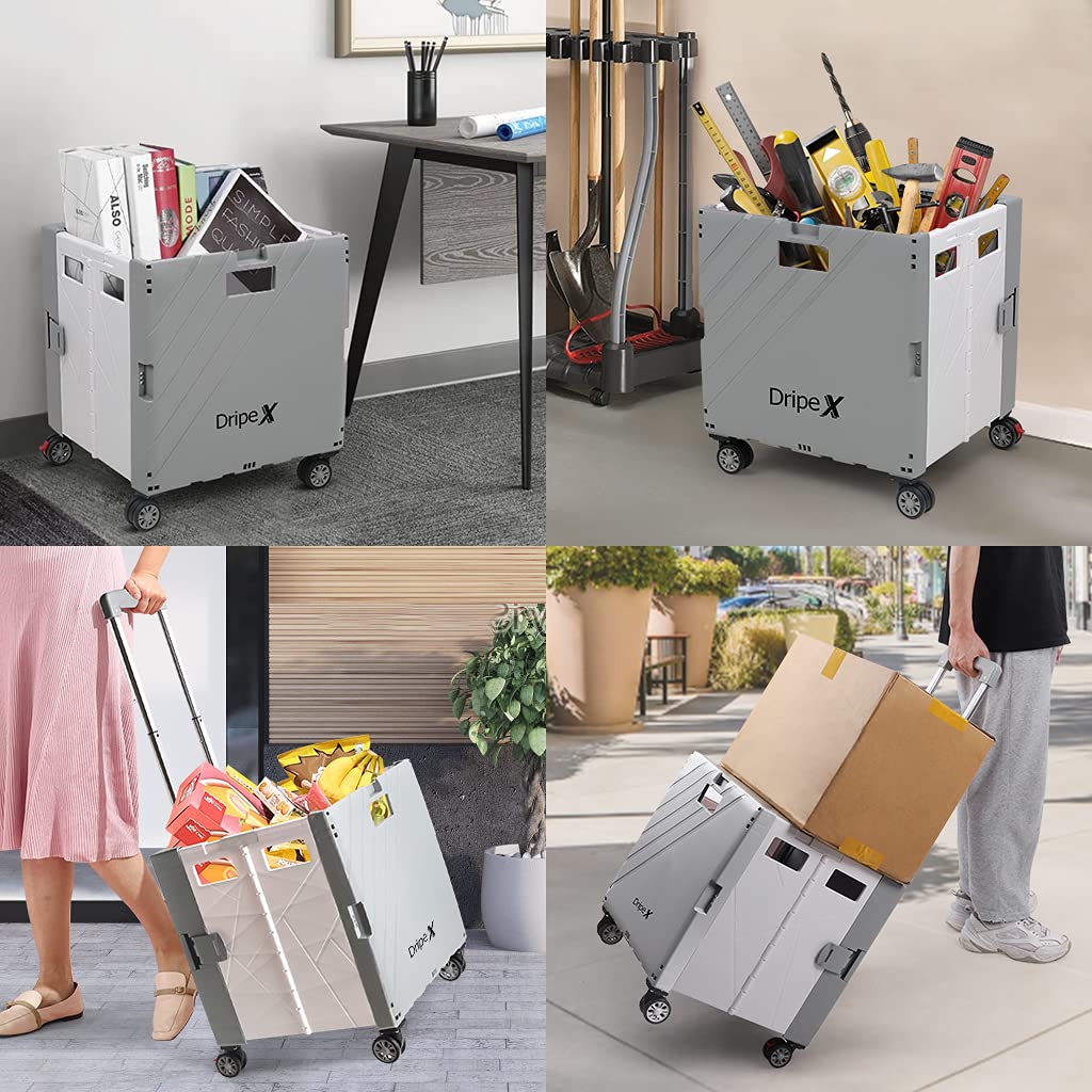 Dripex Folding Boot Cart Shopping Trolley Wheels, Collapsible Boot Cart