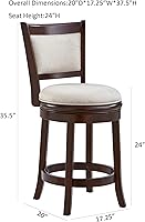 Vista 83 de Ball & Cast Taburetes giratorios tapizados para mostrador de cocina, taburetes de bar de 24 pulgadas de altura del asiento, silla de taburete