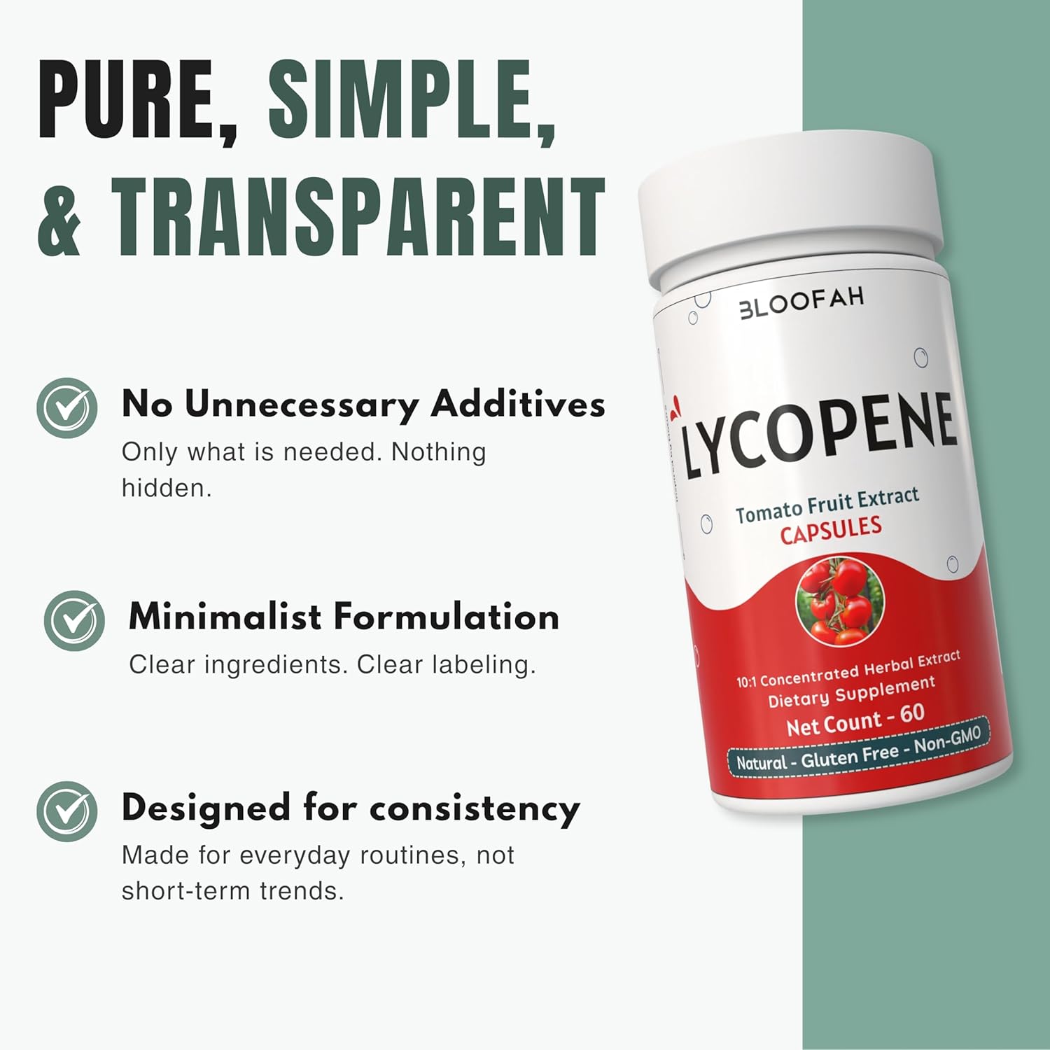 Lycopene Supplements for Men 500mg - Natural Tomato Fruit 10:1 Extract - Non-GMO Lycopene Supplement for Prostate, Skin & Antioxidant Support - (60 Count (Pack of 1)) - Image 7