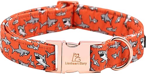 Collar para perros Lionheart glory con estampado de tiburón, collar para perros hembras o machos, regalo para mascotas, collar ajustable para perros
