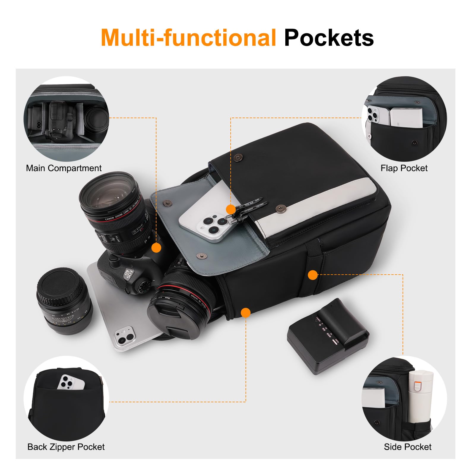 MOSISO Borsa Fotografica Piccola a Tracolla per Fotocamere | DSLR/SLR/Mirrorless, Custodia Imbottita con Tasca Frontale e Parapioggia, Borsa Fotografica per Canon/Nikon/Sony, Nero