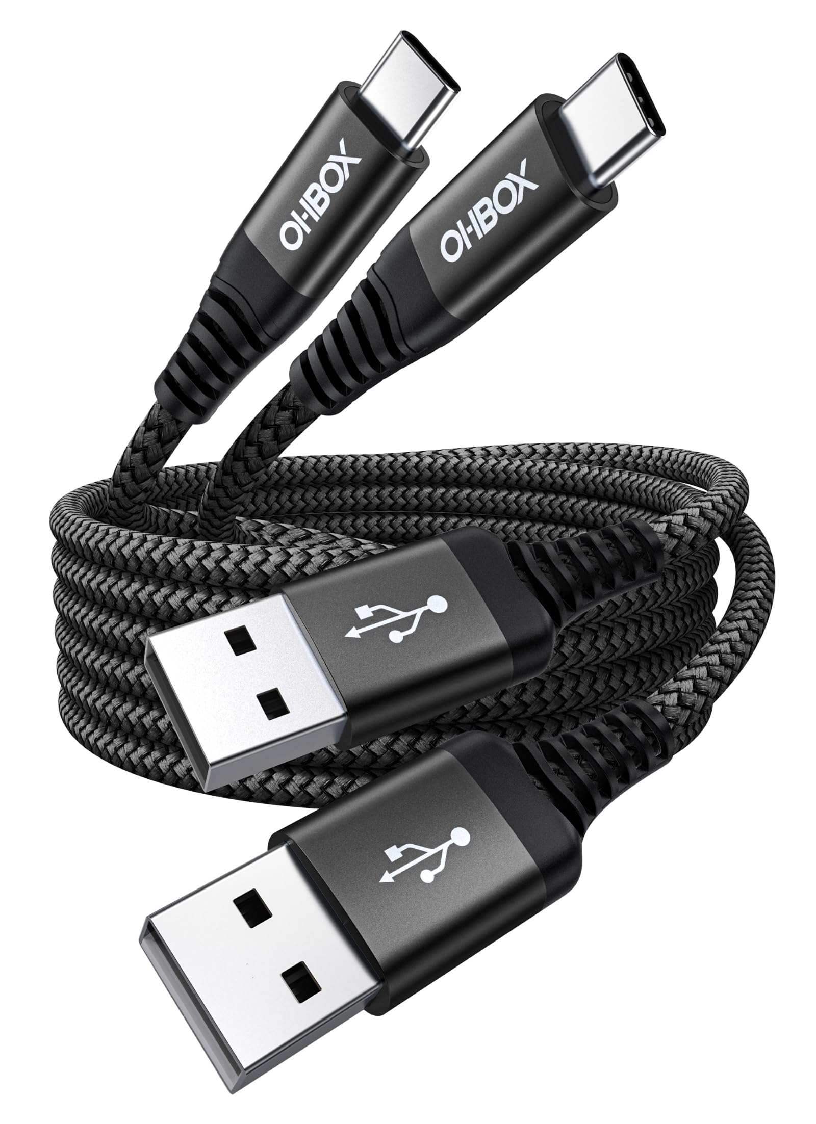 Cavo da USB a USB C da 60 W di ricarica rapida [confezione da 2 pezzi], cavo USB A a USB C per CarPlay, cavo USB di tipo C intrecciato durevole per iPhone 17/16/15/Pro Max, Samsung Galaxy S23 e altri