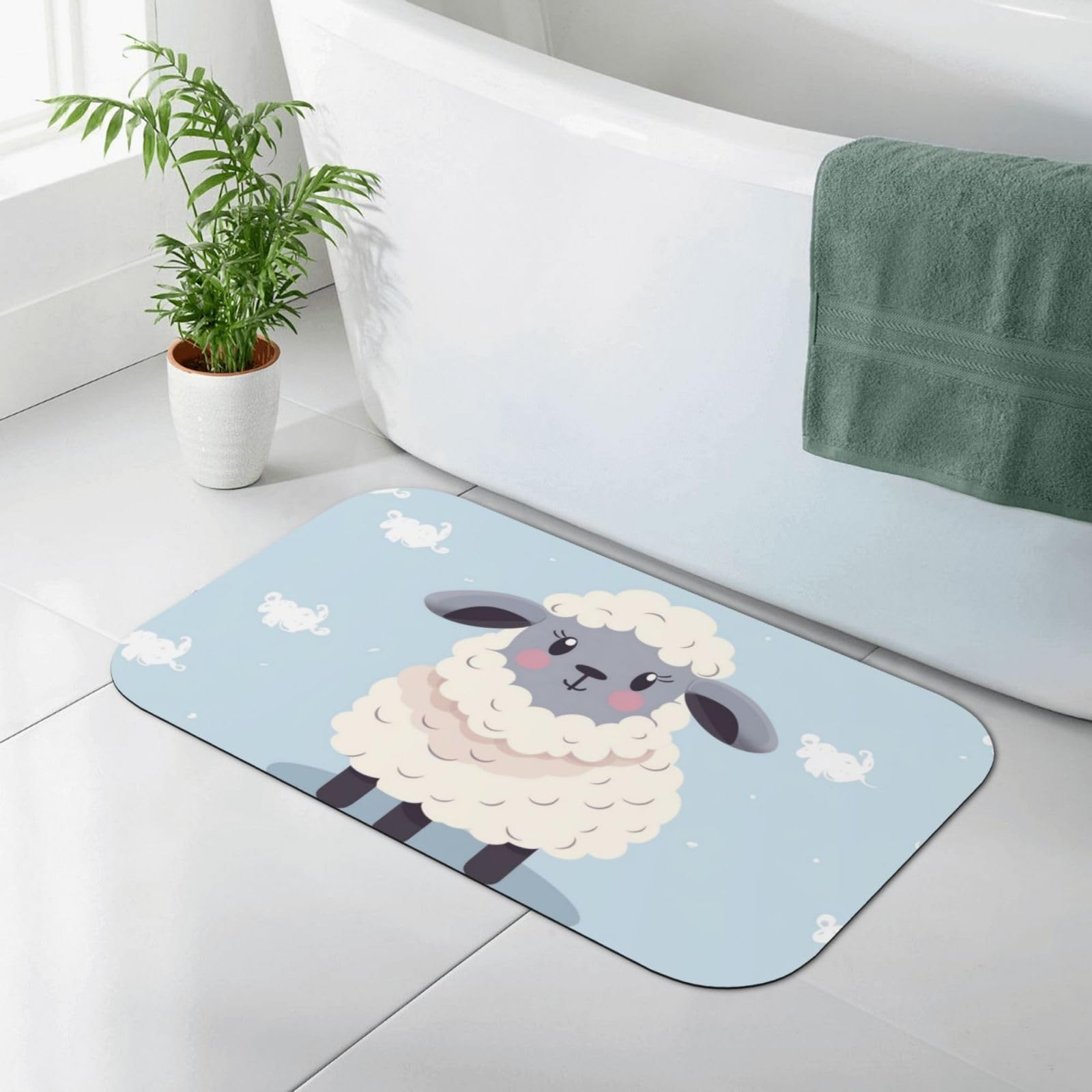 Tapis de bain antidérapant mouton absorbant pour sol glissant 80x50