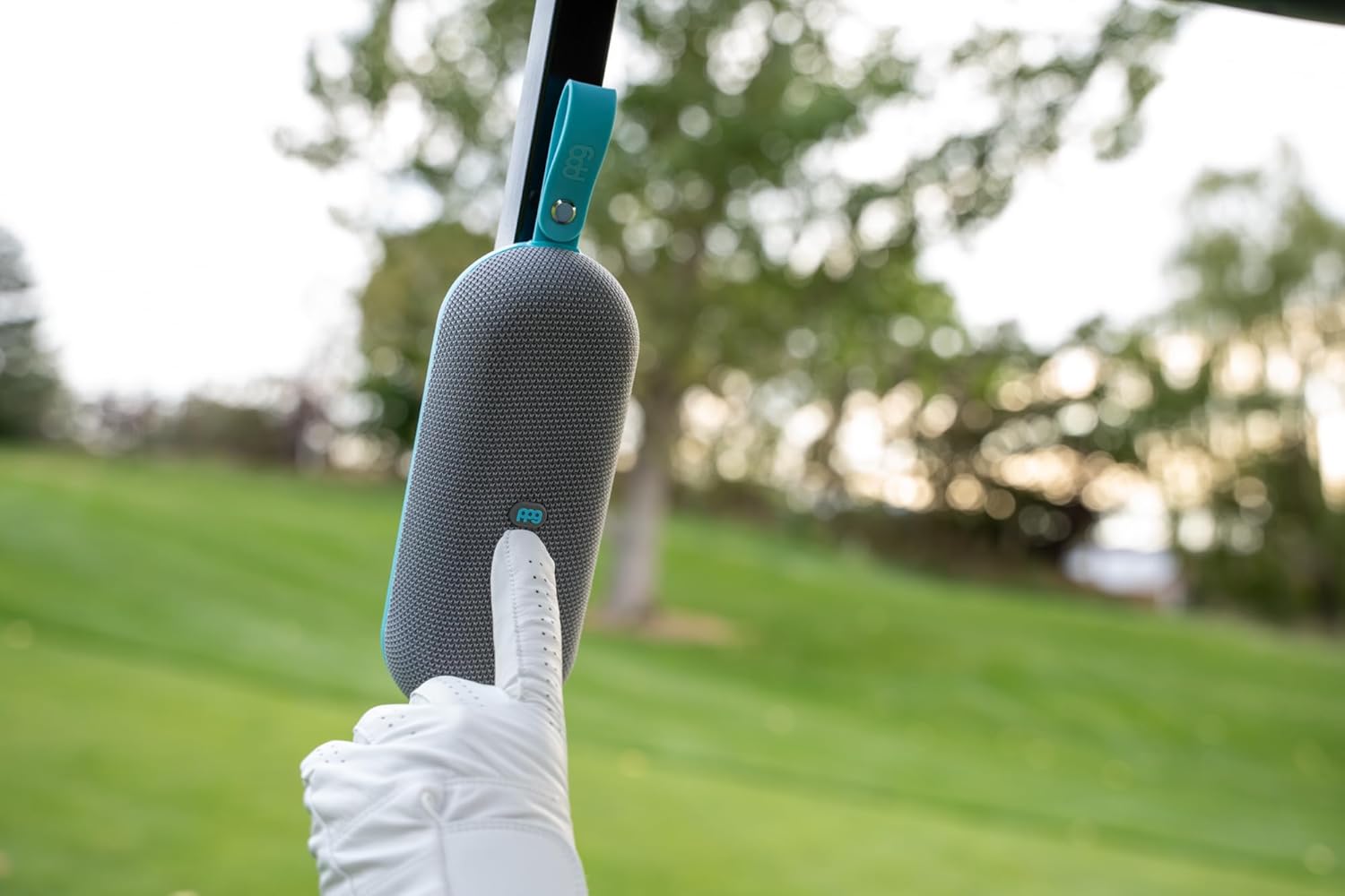 PPG Golf Speaker with GPS Powered by Golf Logix – 40K+ Courses,Stereo Sound, Magnet Mount, IPX7 Waterproof, USB-C Rechargeable, Long Lasting Battery, Light Blue