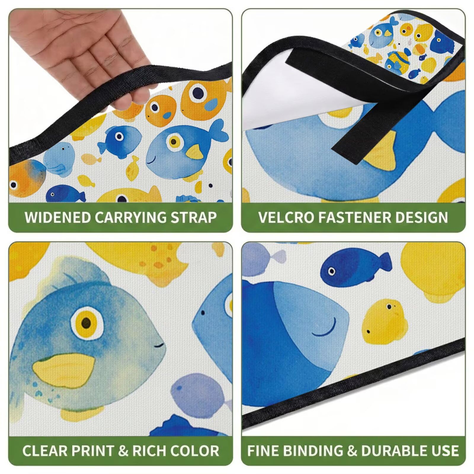 Coperta de Picnic 150x200 cm, Carino Manta Picnic Impermeable Anti-Sabbia Manta de Playa Pieghevole, Outdoor Picnic Blanket per Spiaggia, Camping, Giardino, Trekking - pesce FZ-128