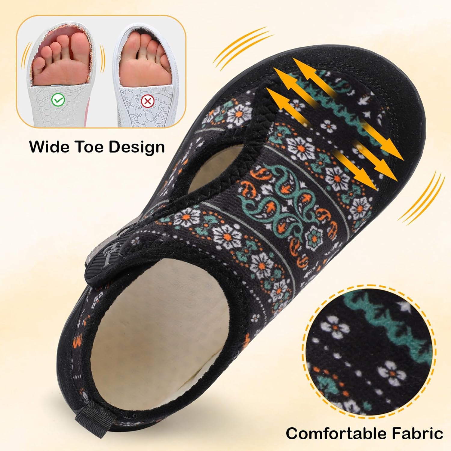 L-RUN Womens Slippers Wide Toe Box Barefoot Diabetic Shoes Women Ladies Winter House Shoes for Indoor and Outdoor - Image 3