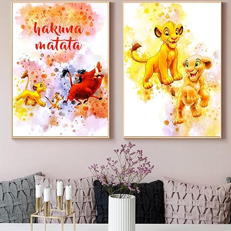 Amazon ライオンの壁の芸術のポスターと印刷キャンバスの絵画居間の子供の部屋の家の装飾のための壁の芸術の絵 40x60cmx2フレームなし ウォールステッカー オンライン通販