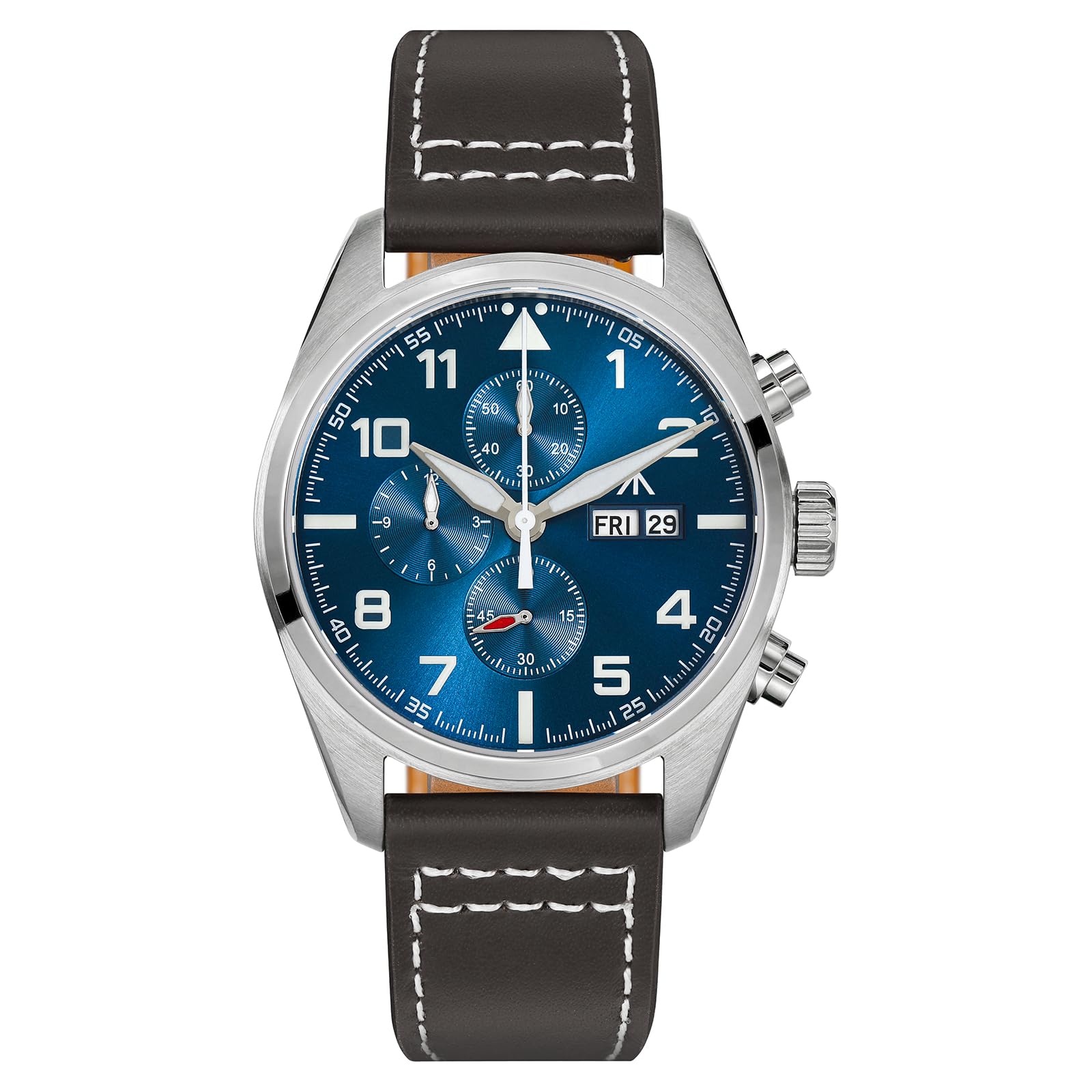 TACTICAL FROG Militado ML04 39mm Chronograph Mens Watches 0S00 Quartz Movement Domed Sapphire Crystal Luminous Aviation Watch 100M Waterproof Blue Dial