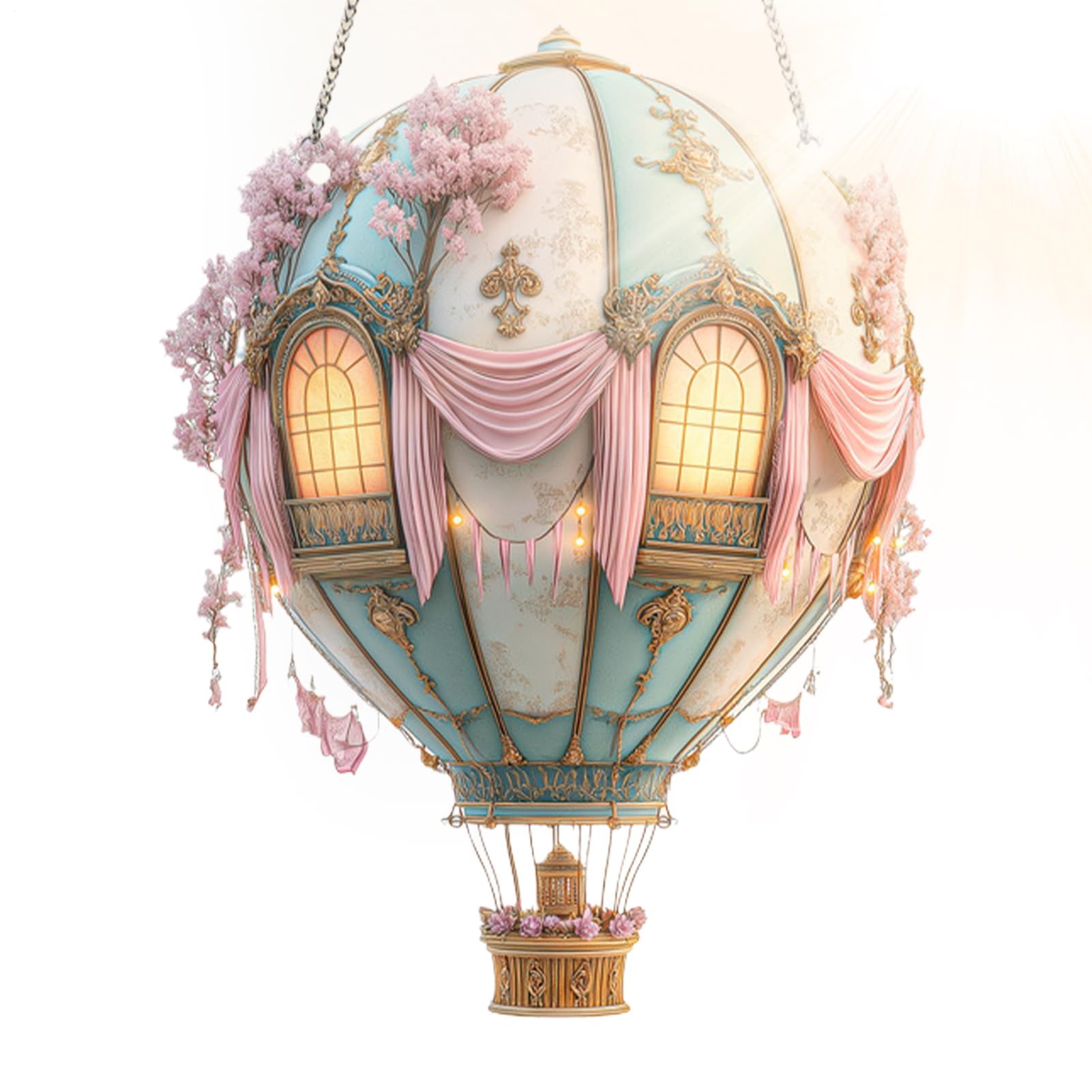Hot Air Balloon Lamp - Hot Air Balloon Light Chain | Acrylic 2D Model Decoration For Courtyard Garden Party Terrace Camping Pathway Lighting