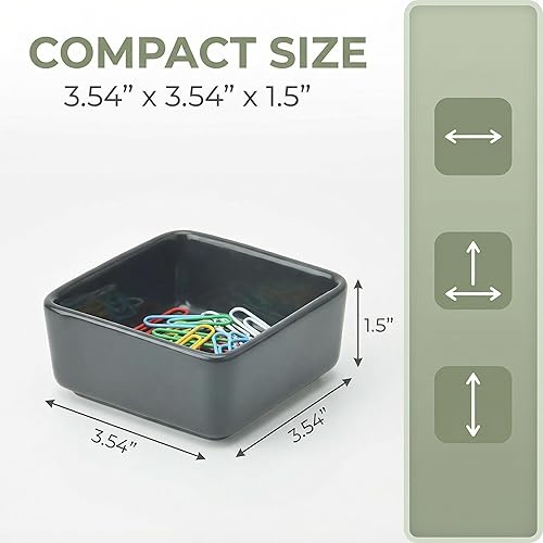 Miniatura 7 de Juego de 2 dispensadoresorganizadoressoportes cuadrados de cerámica para escritorio, bonitos soportes para clips y pines de oficina (amarillo)