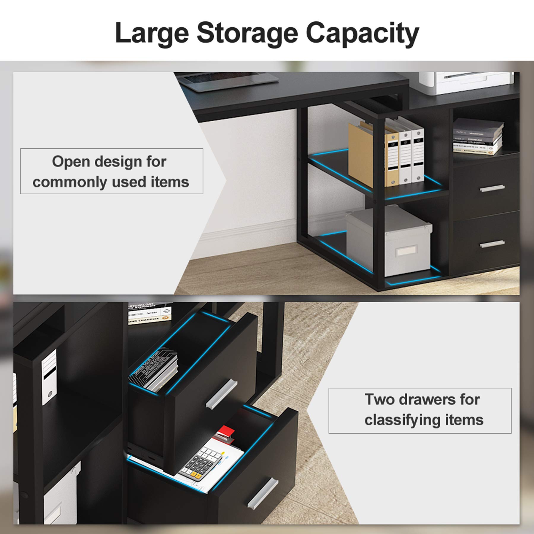 Tribesigns 114 Inch Computer Desk for Two Person, Large Double