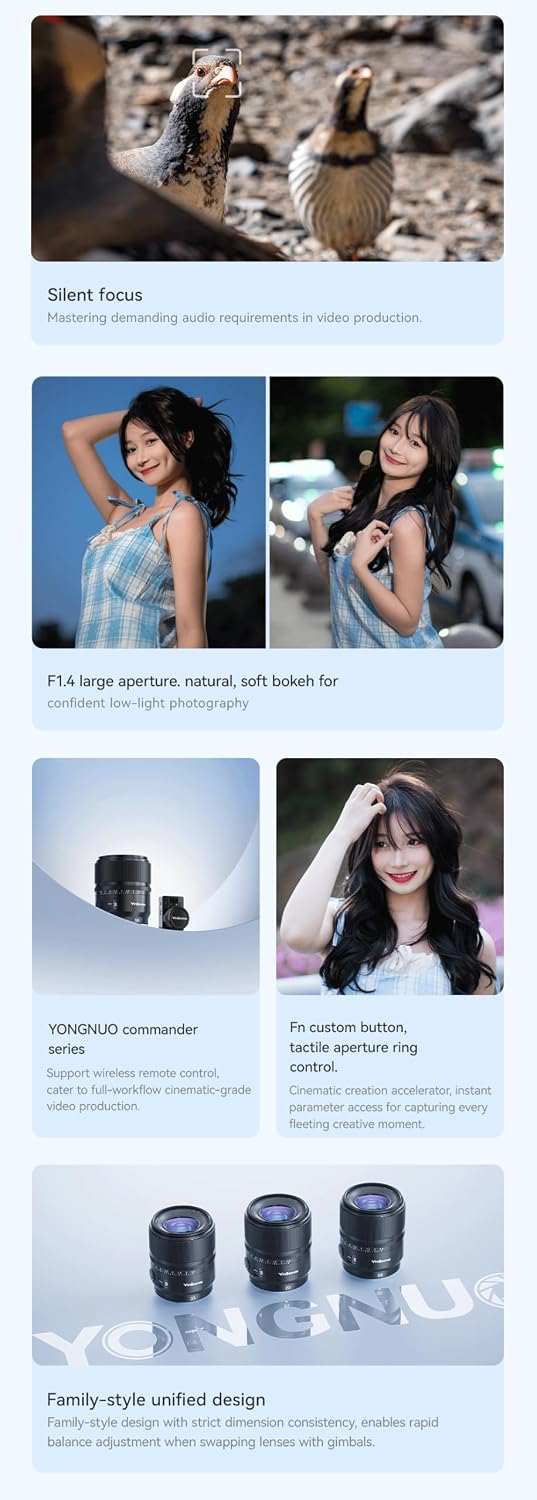 YN56mm F1.4S DA DSM Autofocus F1.4 Large Aperture APS-C Frame for Sony E Mount for A6000 A6100 A6300 A6400 A6500 A6600 A6700 ZV-E10 FX30 ZC-E10II FX3 A7C A7SII A7III A7RIIl A7IV A7RIV A9