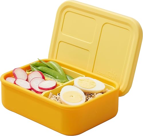 LunchBots Build -a- Lonchera Bento de silicona para niños, contenedor de almuerzo con múltiples compartimentos, apto para horno y lavavajillas, sin