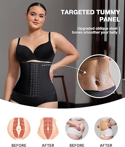Miniatura 2 de Entrenador de cintura para mujer, corsé de látex bajo el busto, corsé de control de abdomen, faja deportiva de reloj de arena