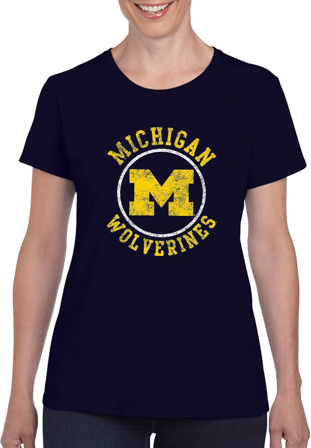 NCAA Distressed Circle Logo, Team Color Womens T Shirt, College, University - Image 5