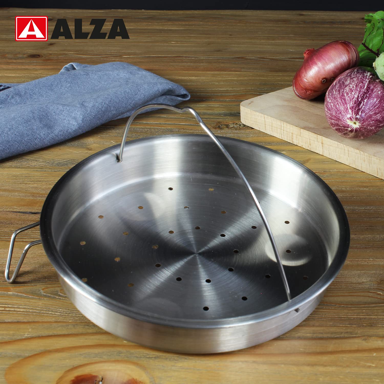 Alza Basic - Pack Panier Perfor + Support Trpied, Acier Inoxydable,  Cuisine Saine, Compatible avec Autocuiseurs de plus de 22 cm de Diamtre,  ...
