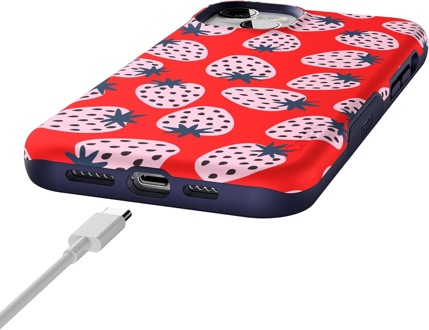 Casely iPhone 14 Plus Case | I'd Pick You | Red Strawberry | Bold Protective Design | Compatible with MagSafe
