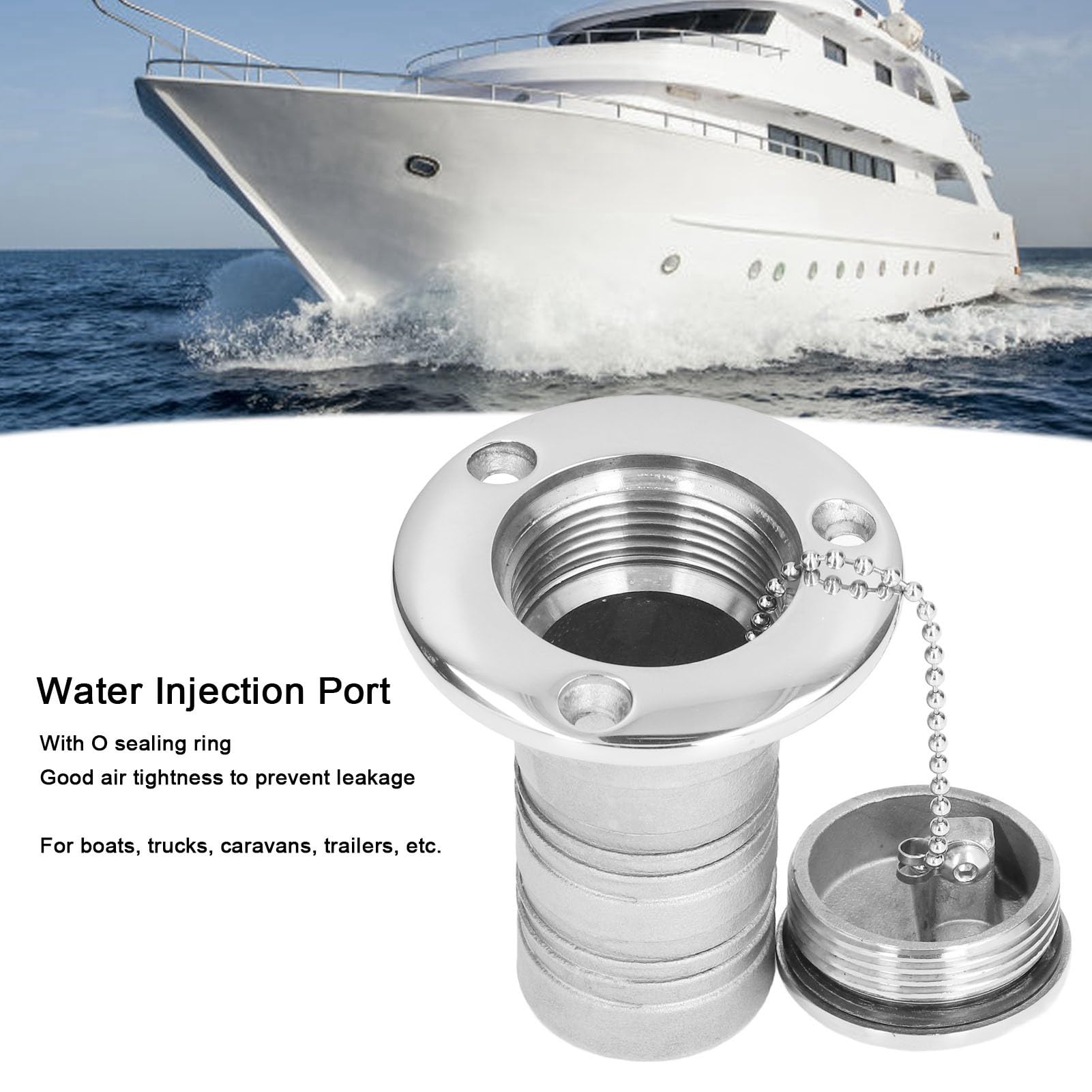 Port De Remplissage Marin 38mm En Acier Inox 316 - Pour Bateaux, Camping-Cars - Étanche, Chaîne Fixe