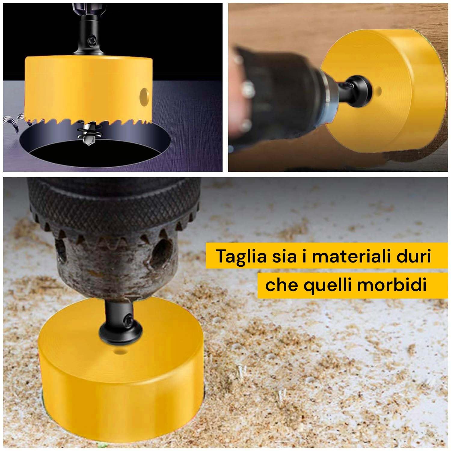 Avilia Set Valigetta con 9 Frese a Tazza Bimetalliche per Foratura di Superfici in Metallo, Legno e Plastica - Seghe a Tazza da 19-22-29-38-44-57mm
