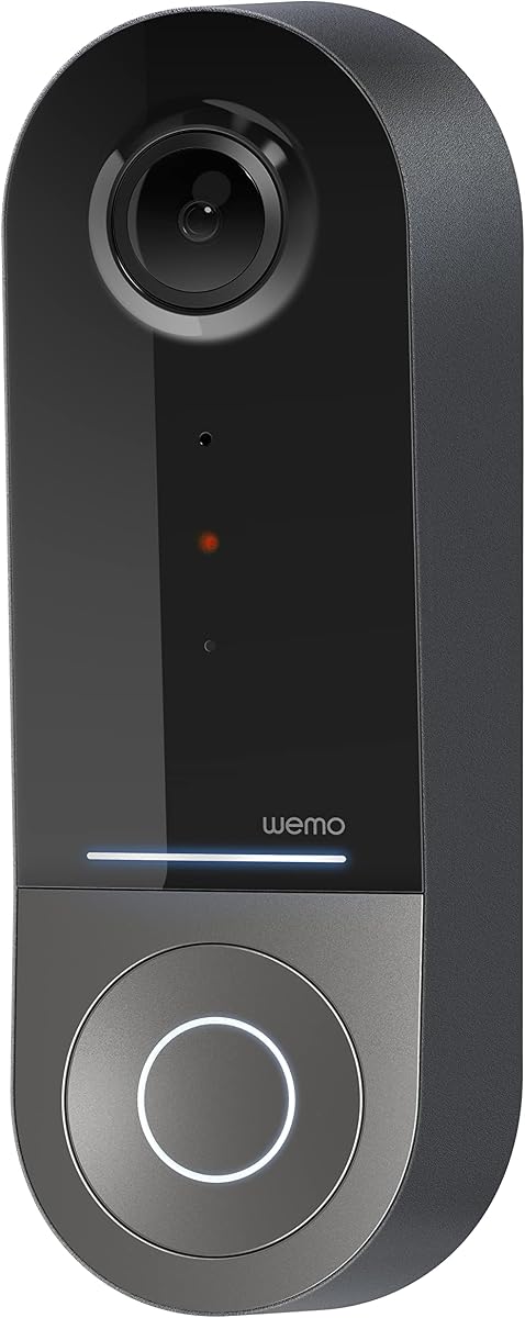 Wemo Smart Video Doorbell - Apple HomeKit Secure Video with HDR - Smart Home Products Video Doorbell Camera - Ring Doorbell for Security Camera System - WiFi Camera Doorbell w/ 223° FOV & 2-Way Audio