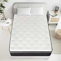 EIUE Colchão, mola de bolso, média firme, respirável e de suporte, Queen, híbrido de 25 cm