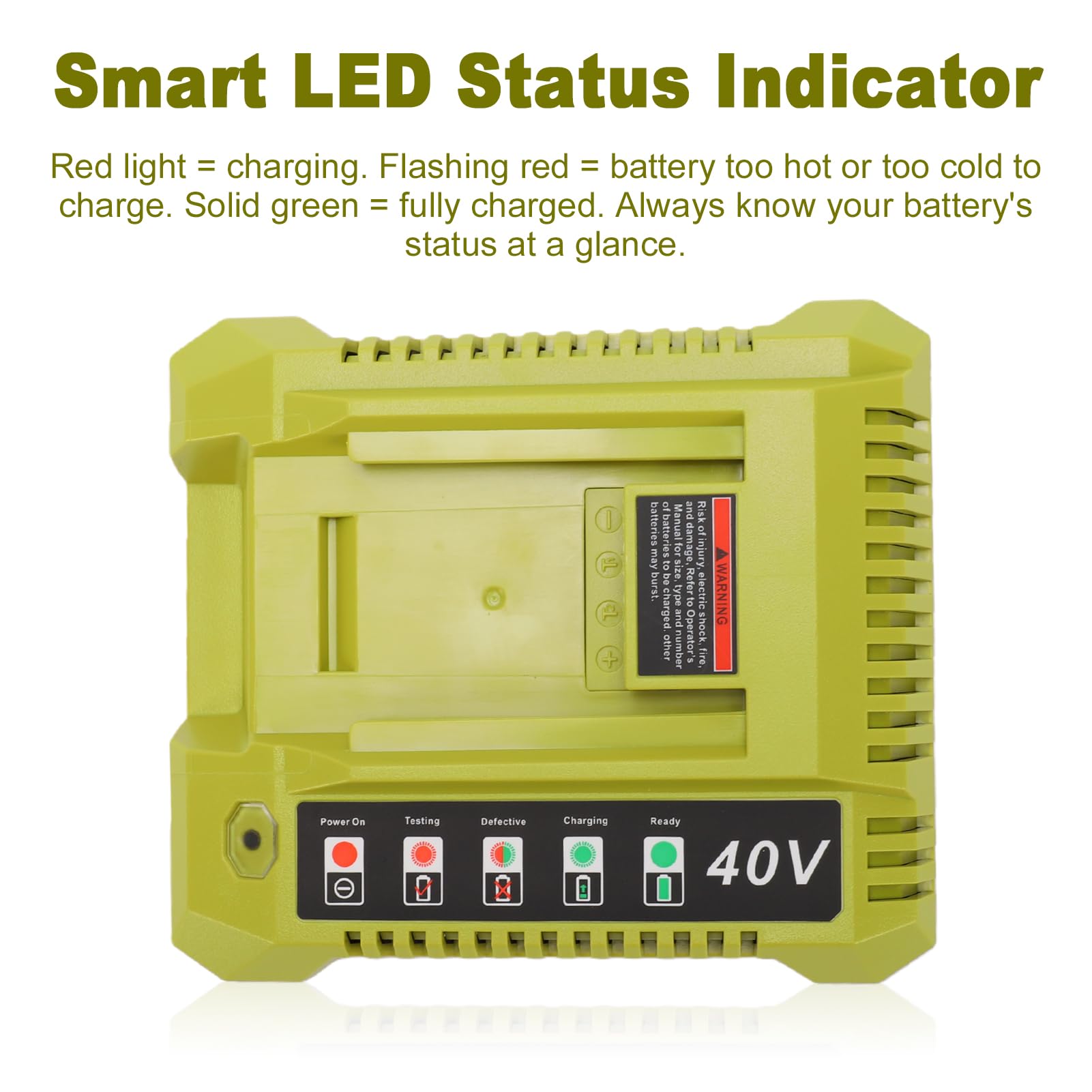 Karlak Caricabatteria Agli Ioni di Litio da 40 V Caricabatteria Rapido da 40 V Caricatore Rapido Indicatore LED Montabile a Parete Design Compatto (Spina UE 250)