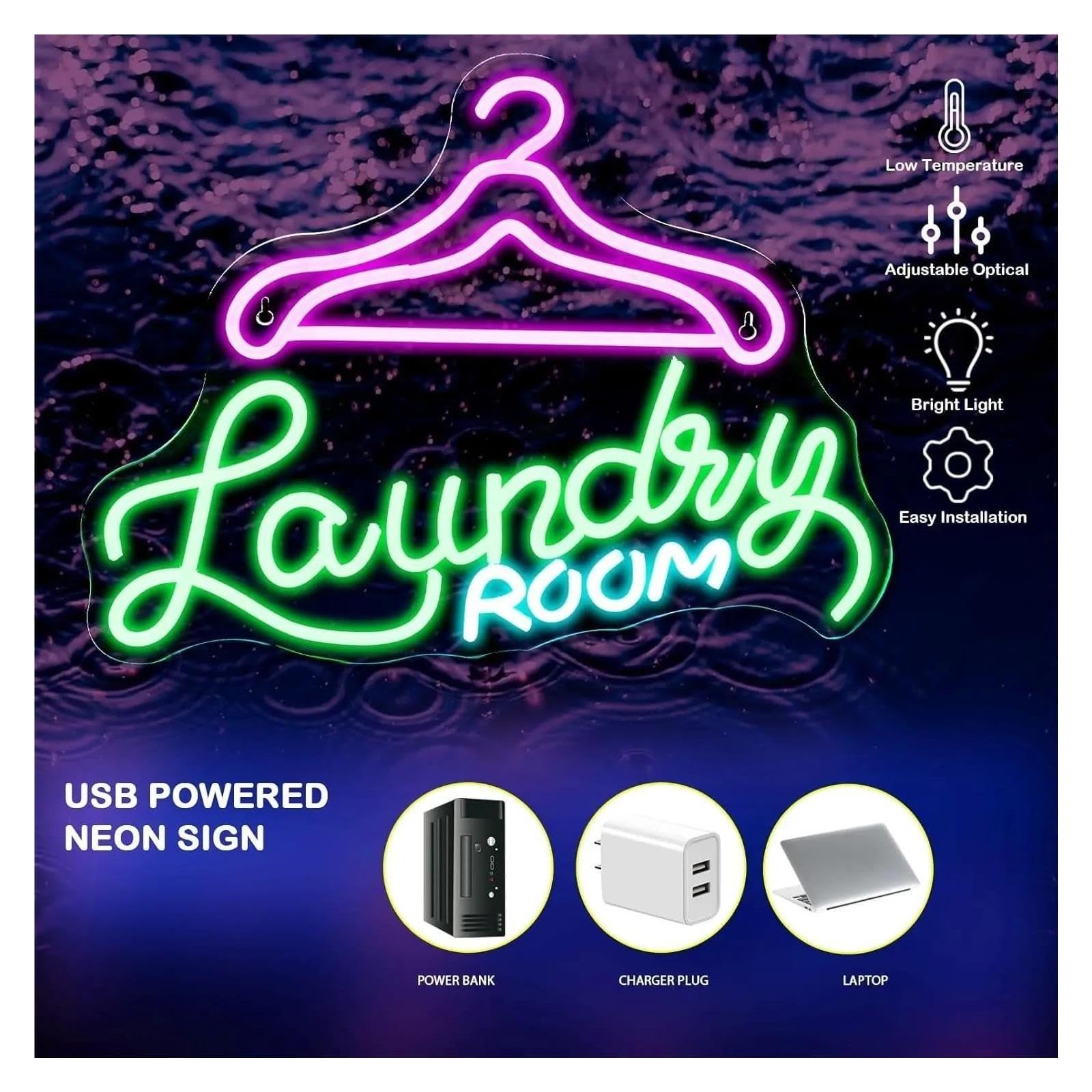 Decoración Lámparas Letrero De Neón Laundry Room